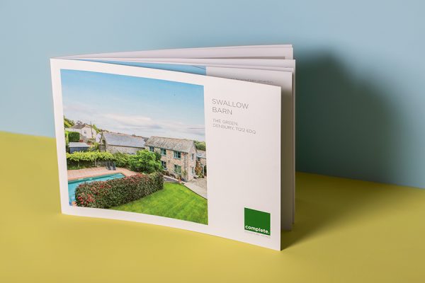 Landscape saddle stitched property brochure printing with Newton Print