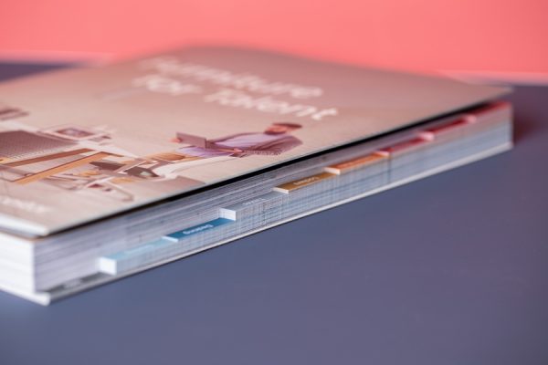 Spacestor Brochure Printing with stepped index tabs by Newton Print