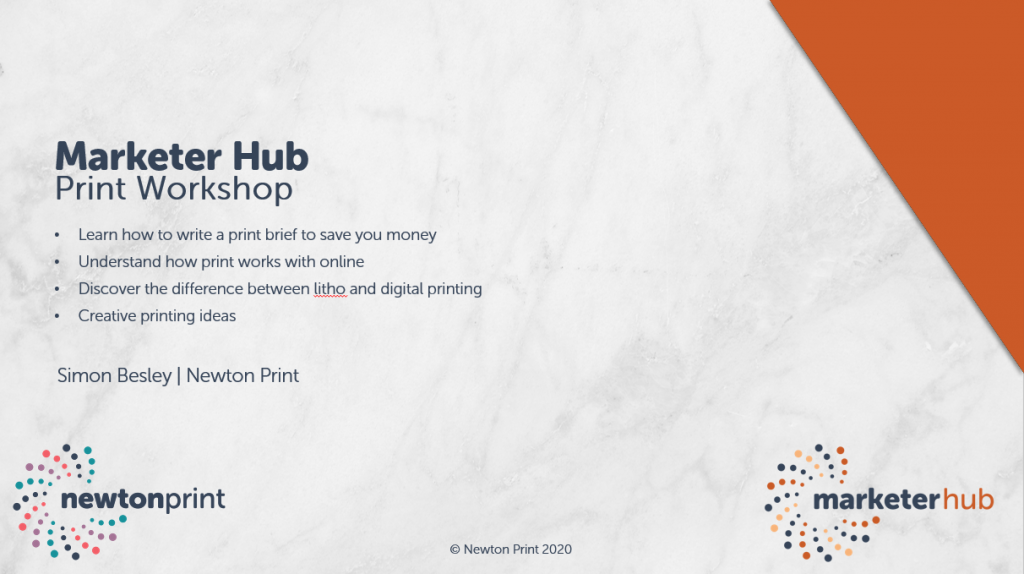 Marketer Hub Print Workshop Webinar 17th June 2020
