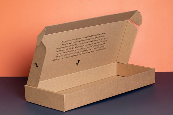 Quickes Artisan Cheese Tasting Letterbox Packaging - Kraft printed cardboard boxes by Newton Print